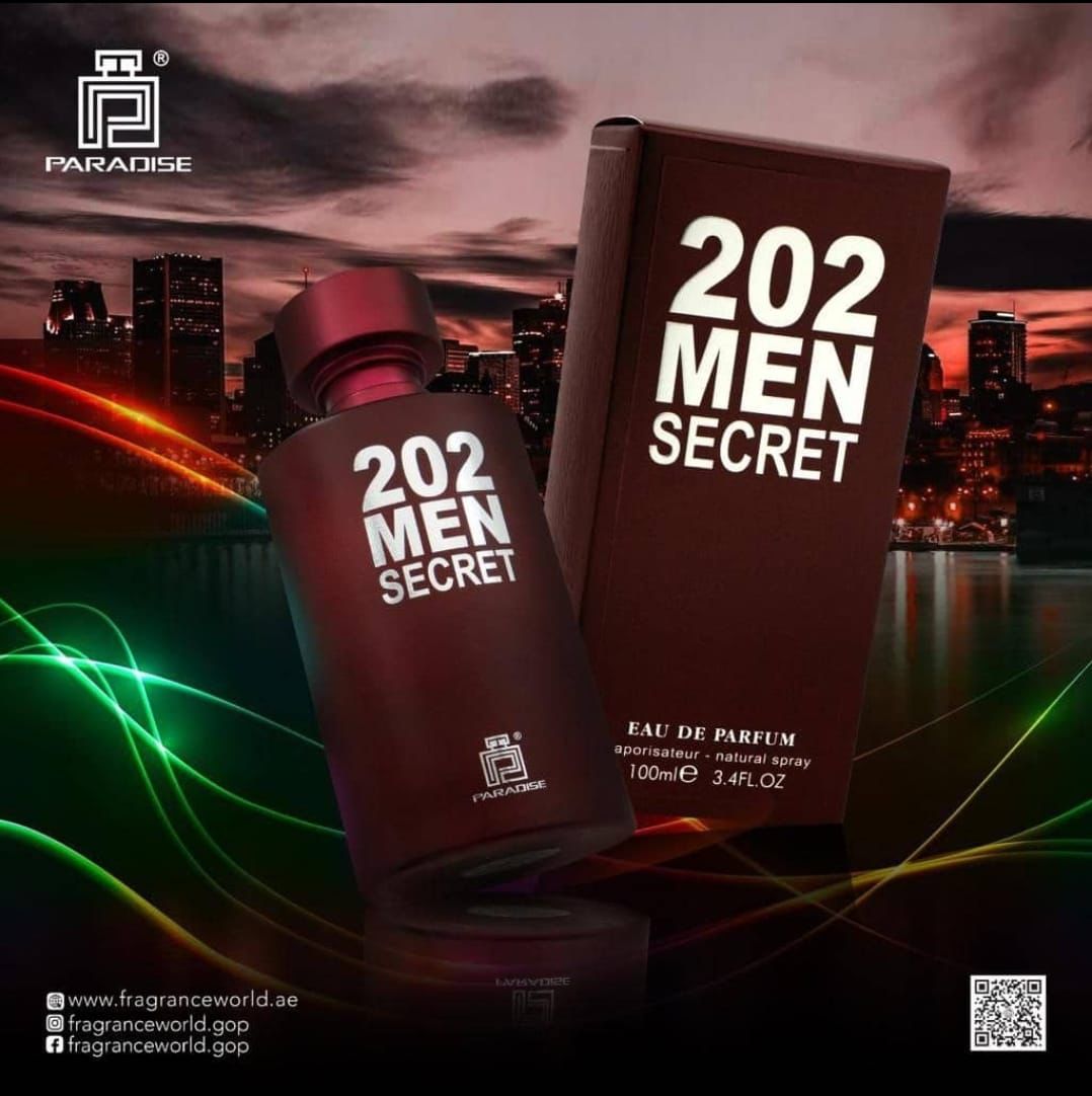Fragrance World Paradise 202 Men Secret Eau De Parfum 100ml Perfume Fragrance Spray
