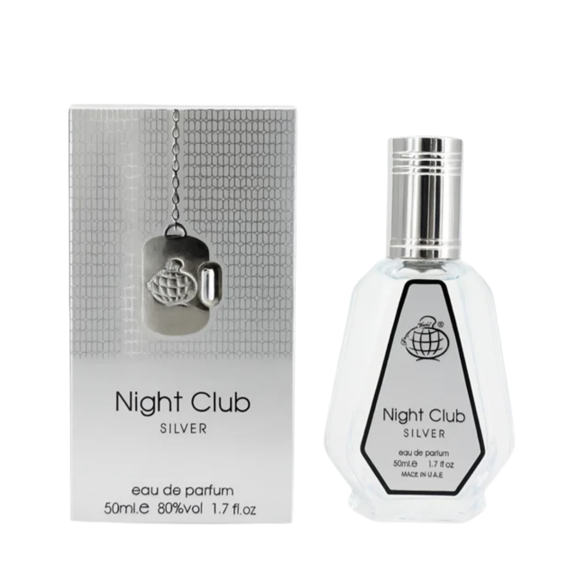 Night Club Silver 50ml Eau De Parfum by Fragrance World – Unisex Citrus & Floral Fragrance