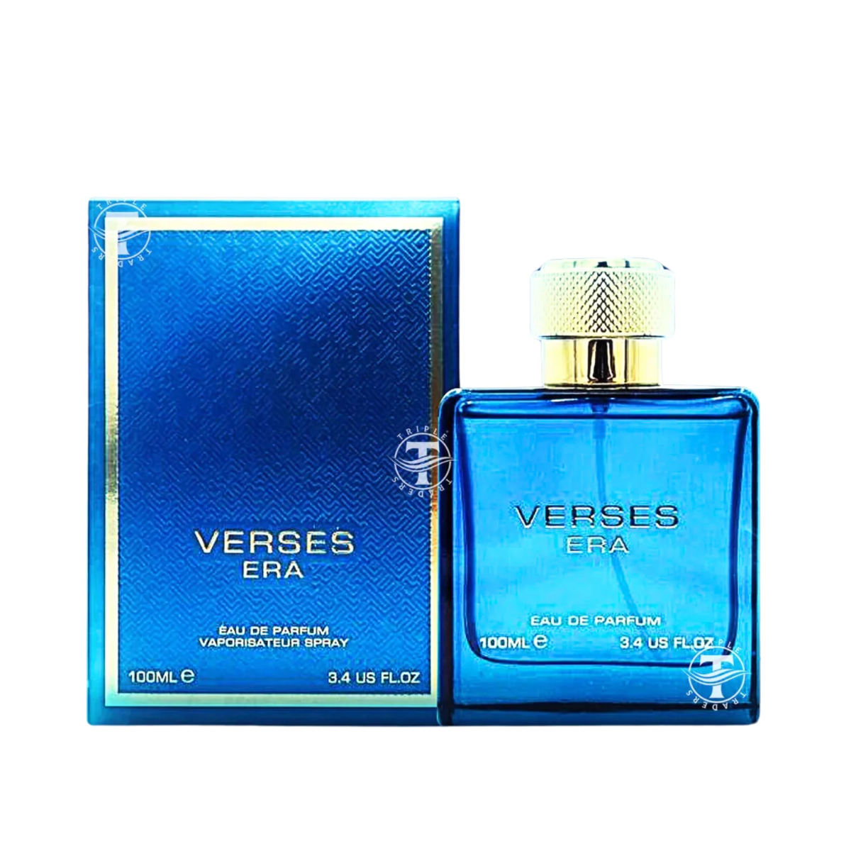 Verses Era 100ml Paradise Collection Perfume by Fragrance World - Fresh mint, green apple, and vanilla fragrance for men in a stylish blue bottle.