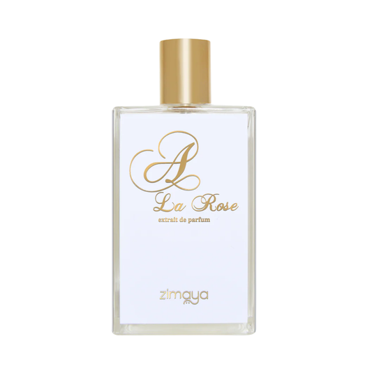 A La Rose 100ml Perfumed Fragrance by Zimaya, Elegant White Floral and Woody Scent Bottle with Gold Cap
