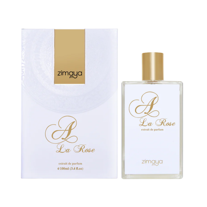 A La Rose 100ml Perfumed Fragrance by Zimaya, Elegant White Floral and Woody Scent Bottle with Gold Cap