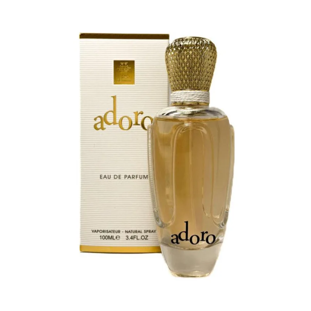 Adoro 100ml Paradise Collection Eau De Parfum by Fragrance World - Floral fruity fragrance with pear, orchid, vanilla, and musk for women in an elegant bottle.