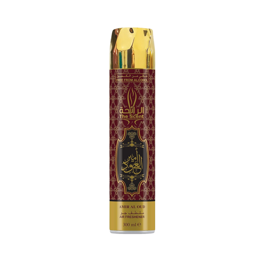 Amir Al Oud 300ml Air Freshener by The Scent, with luxurious Arabian oud fragrance and elegant packaging.