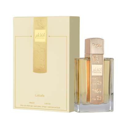 Angham 100ml Perfume by Lattafa | Harmonious Floral & Gourmand Fragrance with Mandarin, Praline, and Vanilla
