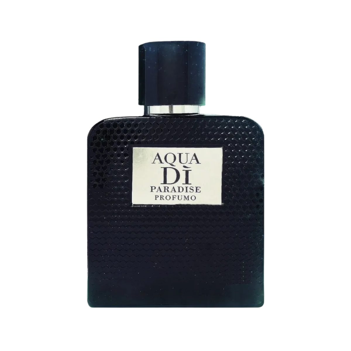 Aqua Di Paradise 100ml Paradise Collection Eau De Parfum by Fragrance World - Fresh and musky fragrance for men with lemon, aquatic, and sandalwood notes in a sleek bottle.