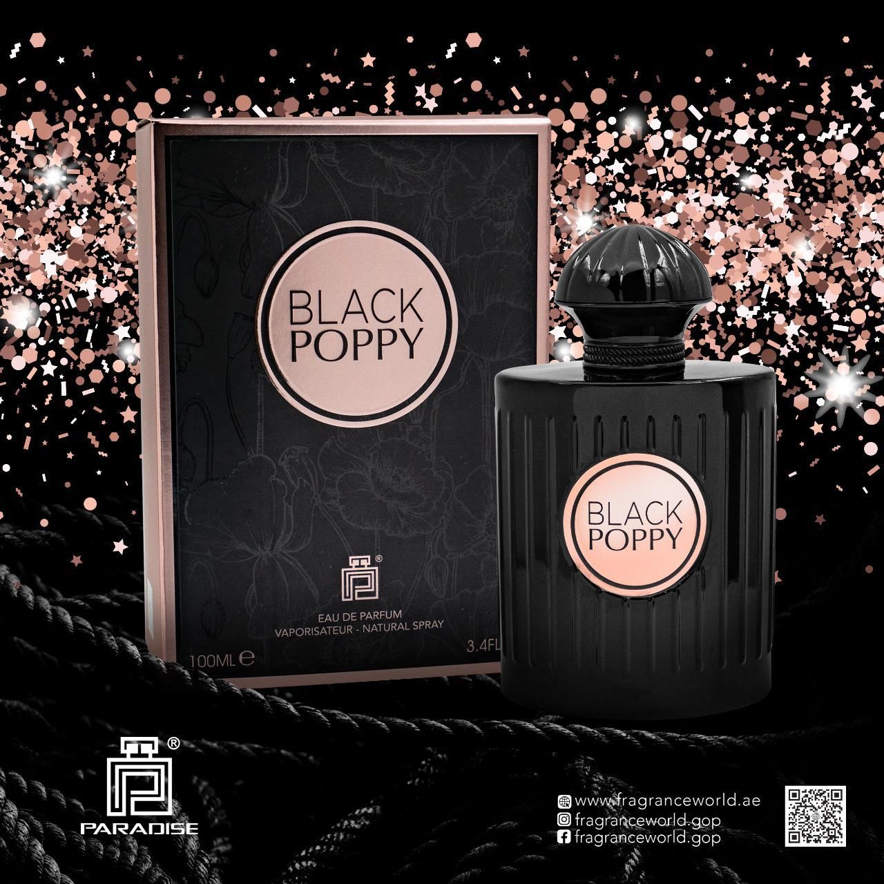 Fragrance World Paradise Black Poppy Eau De Parfum 100ml Perfume Fragrance Spray