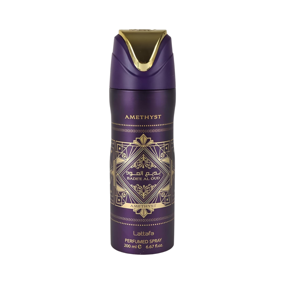 Badee Al Oud Amethyst 200ml Body Spray Perfumed Fragrance by Lattafa – Floral, Spicy & Oud Notes with Bergamot, Roses, Amber, and Vanilla