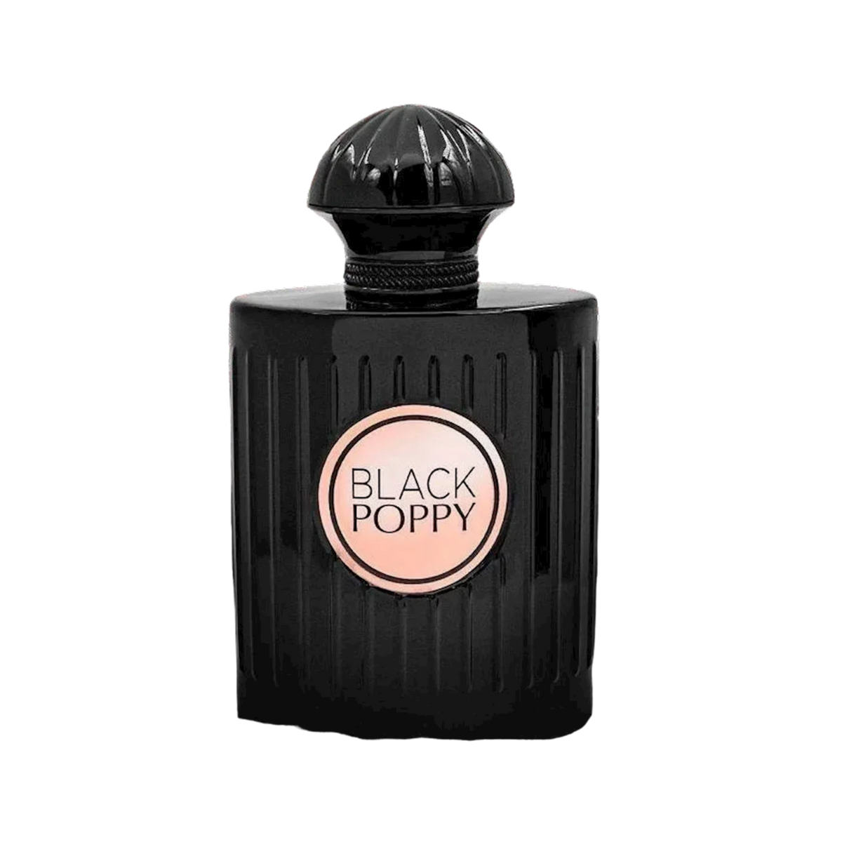Black Poppy 100ml Paradise Collection Perfume by Fragrance World - Sweet and spicy gourmand fragrance with pear, coffee, vanilla, and patchouli in an elegant bottle.