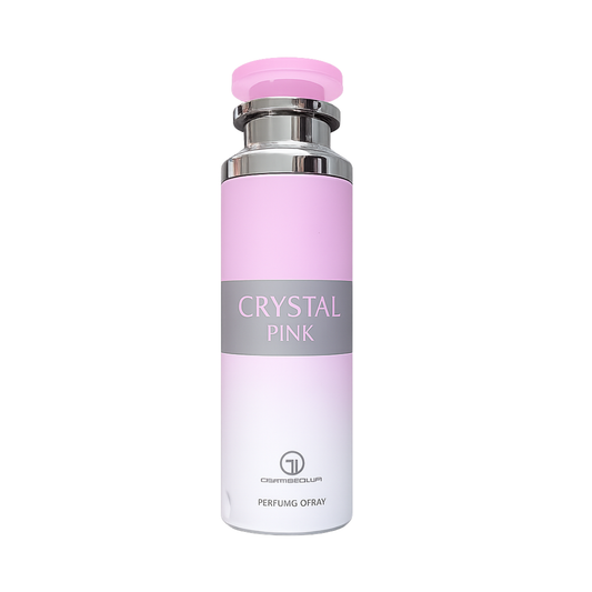 Crystal Pink 200ml Body Spray by Grandeur, Elegant Fresh Fragrance Bottle with Pink and Gold Design