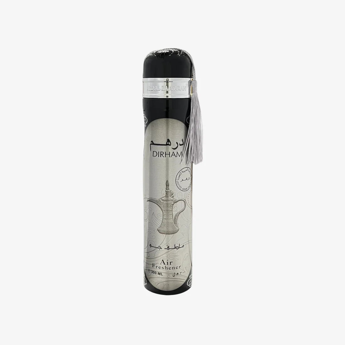 Dirham Silver Air Freshener Fragrance by Ard Al Zaafaran – Citrus, Floral & Woody Notes with Jasmine, Cedarwood, and Amber in a 300ml Spray Bottle