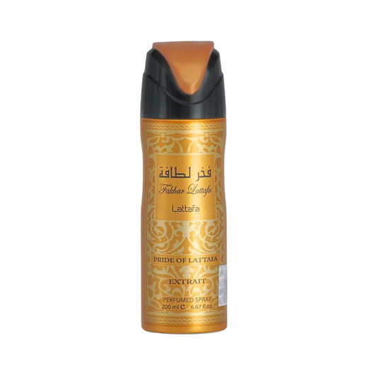 Fakhar Lattafa Extrait 200ml Body Spray Perfumed Fragrance by Lattafa – Fresh, Floral, and Woody Notes with Grapefruit, Jasmine, Amber, and Sandalwood