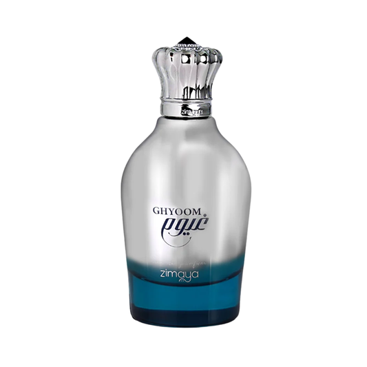 Ghyoom 100ml Perfumed Fragrance by Zimaya, Unisex Modern Fresh Scent Bottle with Silver Crown