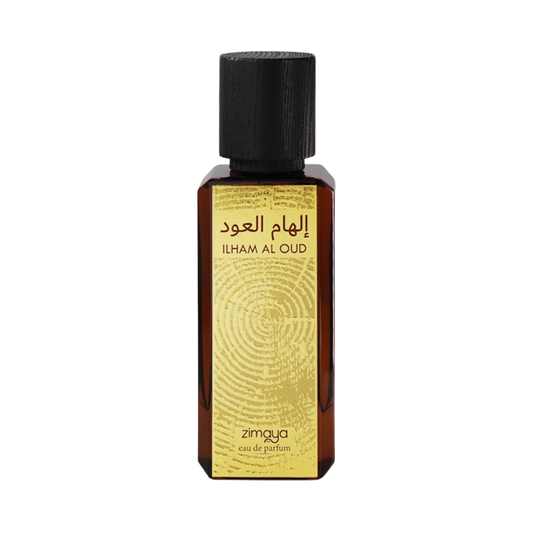 Ilham Al Oud 100ml Perfumed Fragrance by Zimaya, Opulent Oriental Scent Bottle with Gold Label