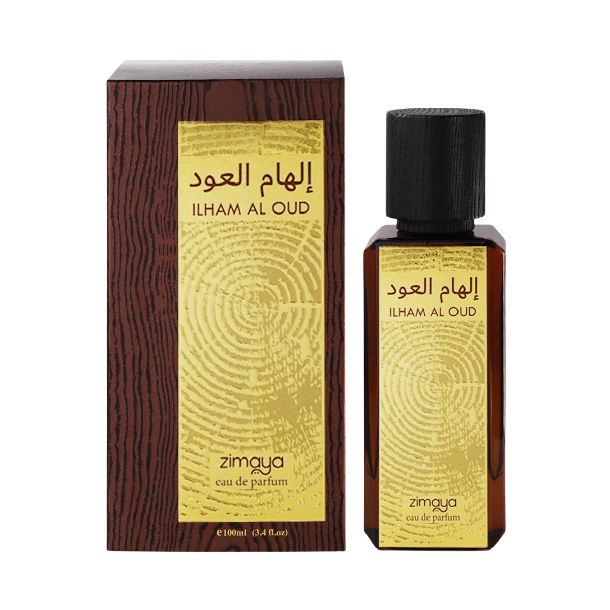 Ilham Al Oud 100ml Perfumed Fragrance by Zimaya, Opulent Oriental Scent Bottle with Gold Label