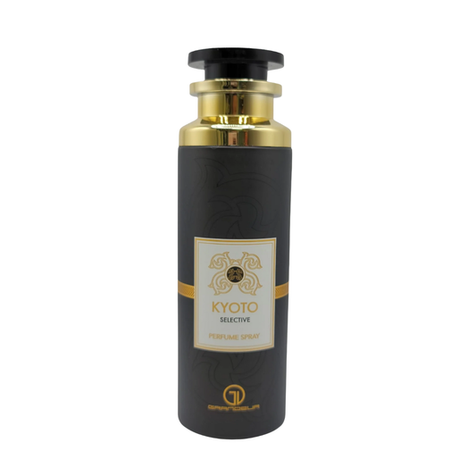Kyoto 200ml Body Spray by Grandeur, Unisex Fresh and Captivating Fragrance Bottle with Gold Accents