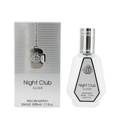 Night Club Silver 50ml Eau De Parfum by Fragrance World – Unisex Citrus & Floral Fragrance