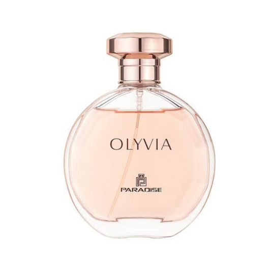 Olyvia 100ml Paradise Collection Perfume by Fragrance World - Elegant fragrance with notes of ginger, vanilla, and ambergris in a sophisticated bottle.