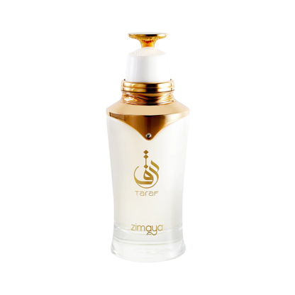 Taraf White 100ml Perfumed Fragrance by Zimaya, Elegant Fresh Scent Bottle with Gold and White Design