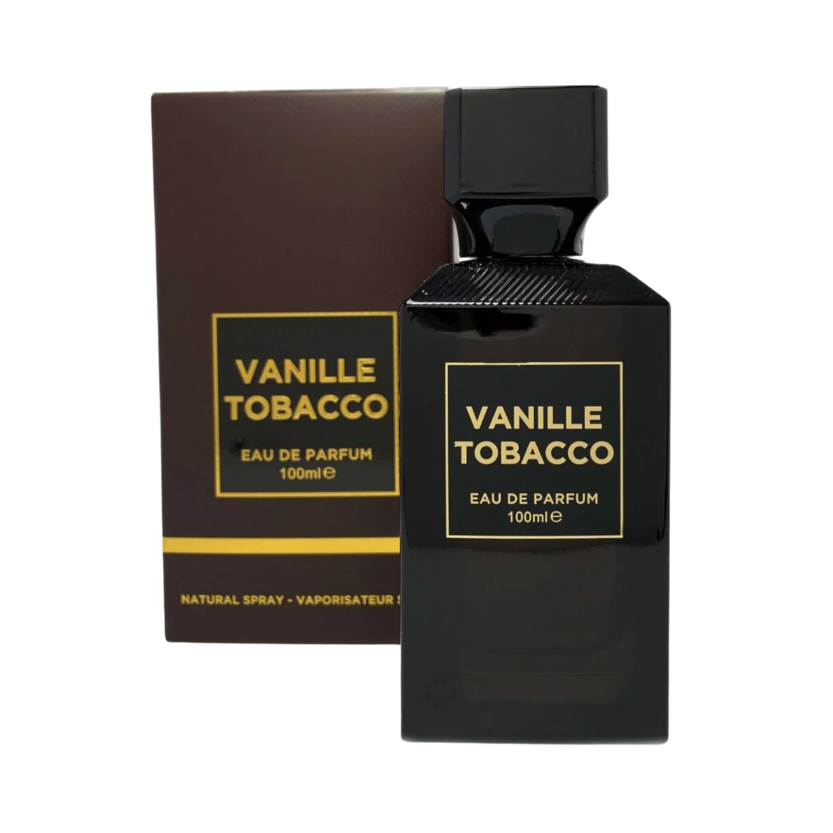 Vanille Tobacco 100ml Paradise Collection Eau De Parfum by Fragrance World - Unisex woody, spicy fragrance with tobacco, vanilla, and tonka bean in a sleek bottle.