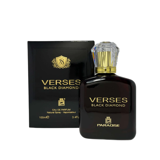 Verses Black Diamond 100ml Paradise Collection Perfume by Fragrance World - Exotic floral fragrance with spicy ginger, floral notes, and warm amber.