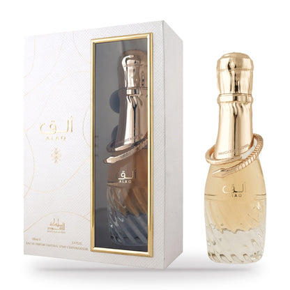 Alaq by Mamlakat Al Oud 100ml bottle and box