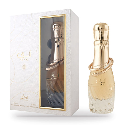 Alaq by Mamlakat Al Oud 100ml bottle and box