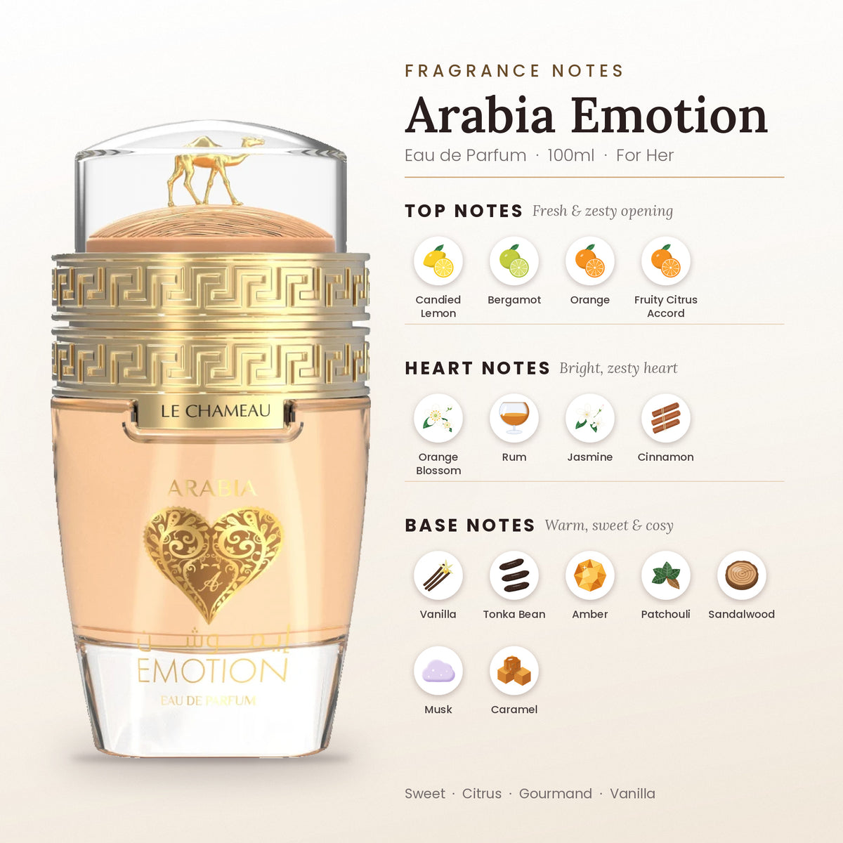 Arabia Emotion fragrance notes – top, heart and base