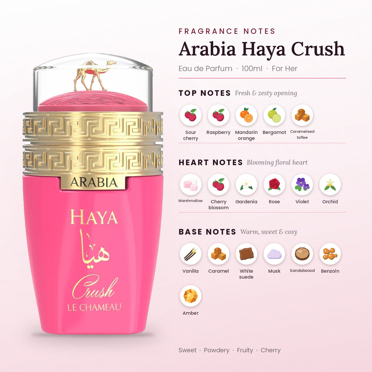 Arabia Haya Crush fragrance notes – top, heart and base