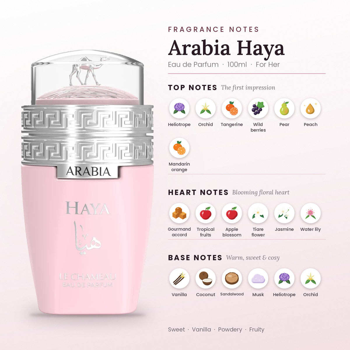 Arabia Haya fragrance notes – top, heart and base
