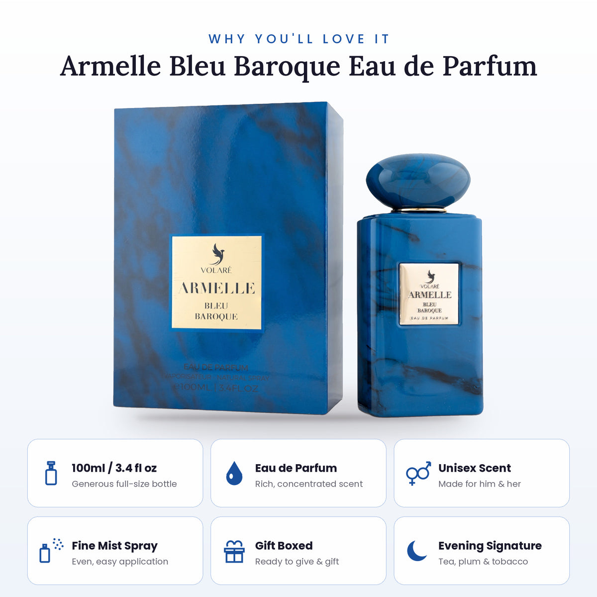 Armelle Bleu Baroque key features