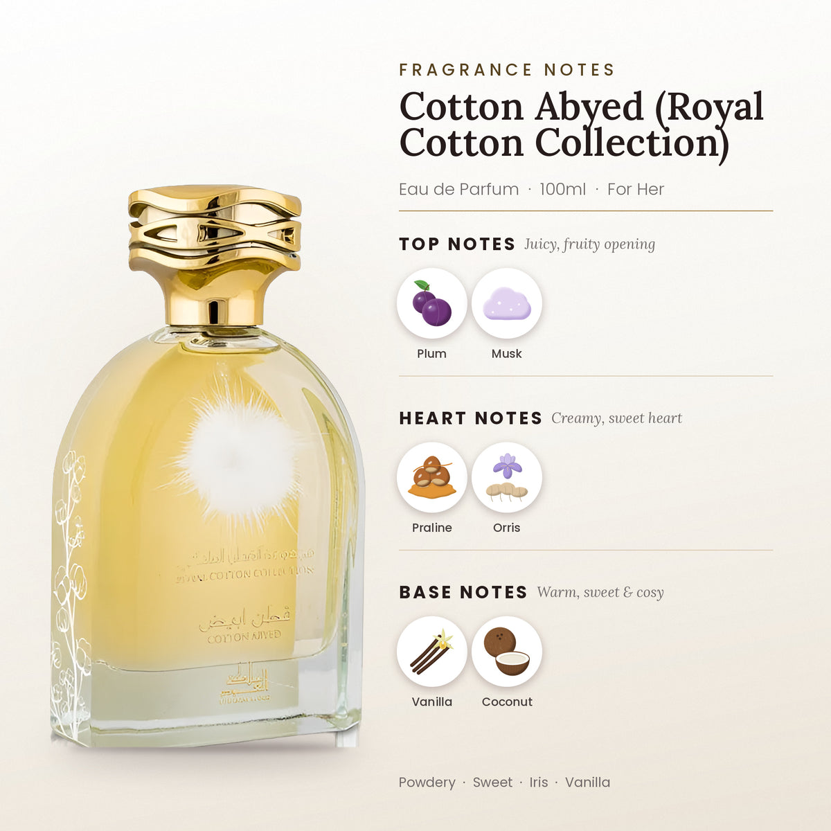 Cotton Abyed (Royal Cotton Collection) fragrance notes – top, heart and base