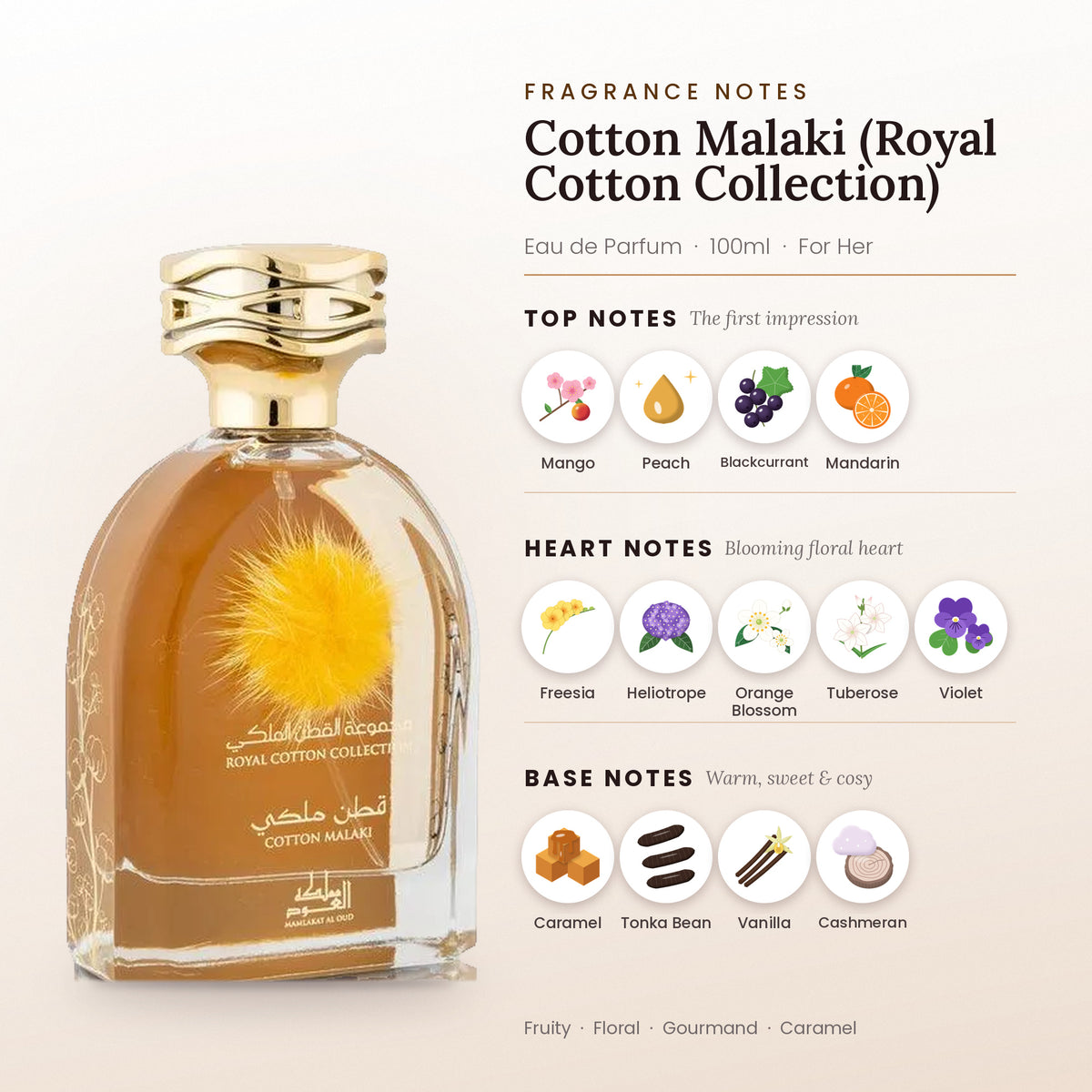 Cotton Malaki (Royal Cotton Collection) fragrance notes – top, heart and base