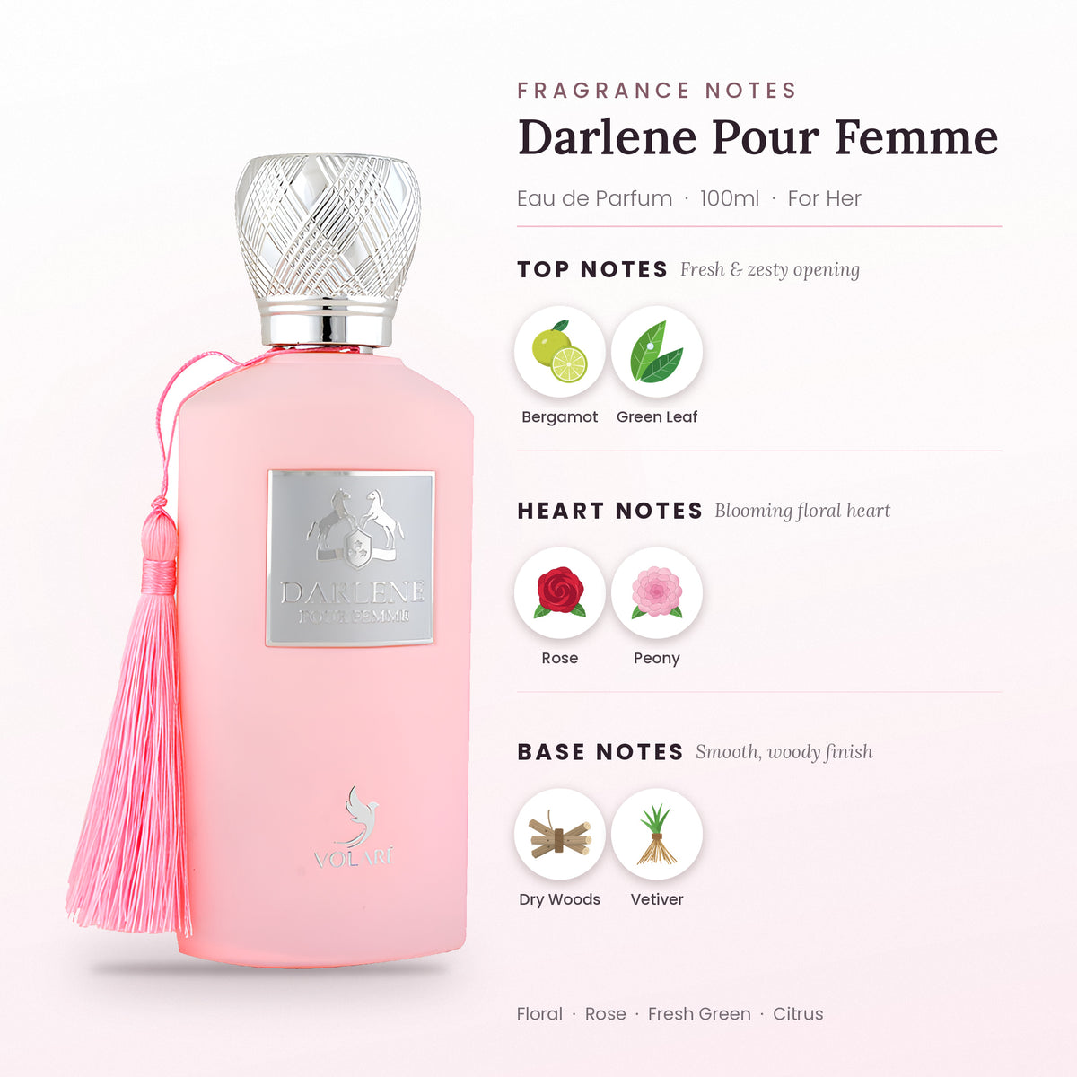 Darlene Pour Femme fragrance notes – top, heart and base