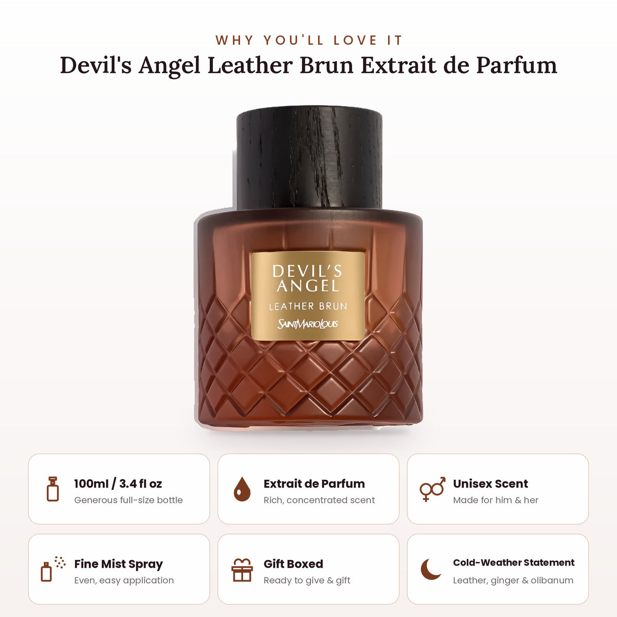 Devil's Angel Leather Brun key features