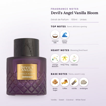 Devil's Angel Vanilla Bloom fragrance notes – top, heart and base
