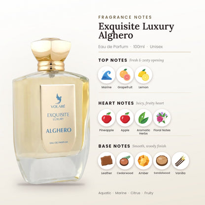Exquisite Luxury Alghero fragrance notes – top, heart and base