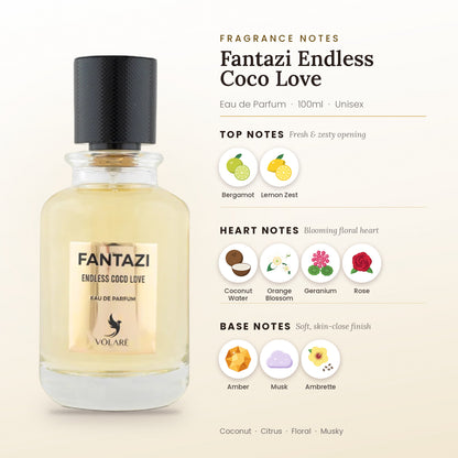 Fantazi Endless Coco Love fragrance notes – top, heart and base