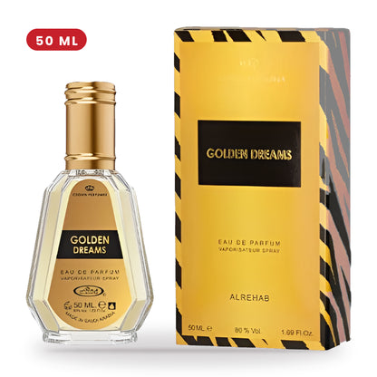 Golden Dreams by Al Rehab 50ml bottle and box