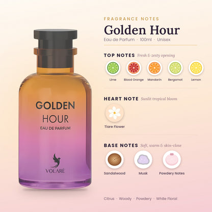Golden Hour fragrance notes – top, heart and base