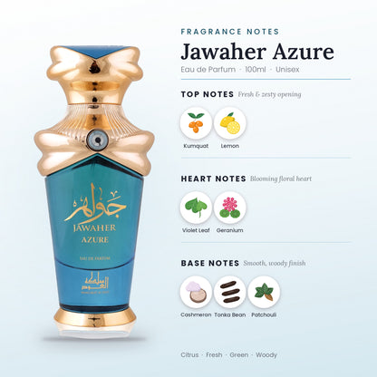 Jawaher Azure fragrance notes – top, heart and base