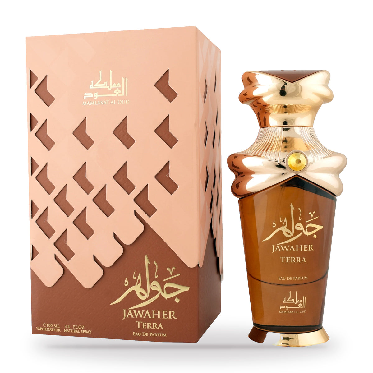 Jawaher Terra by Mamlakat Al Oud 100ml bottle and box