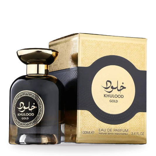 Khulood Gold by Athoor Al Alam 100ml bottle and box