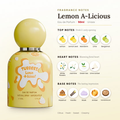 Lemon A-Licious fragrance notes – top, heart and base