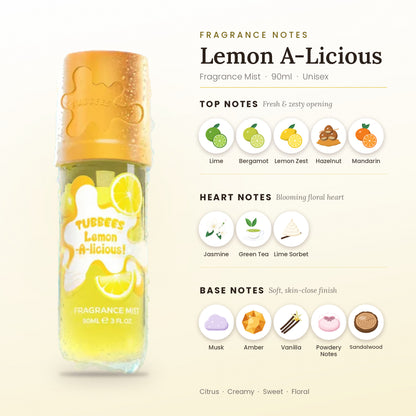 Lemon A-Licious fragrance notes – top, heart and base