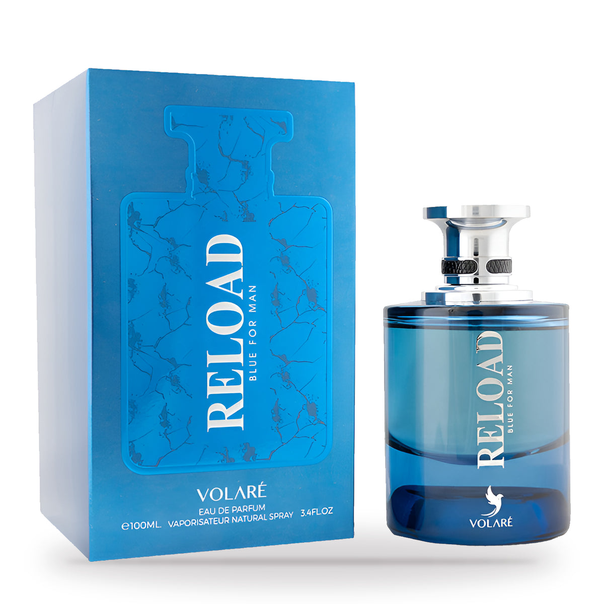 Reload Blue for Man by Volare 100ml bottle and box
