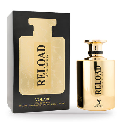Reload Gold for Man by Volare 100ml bottle and box