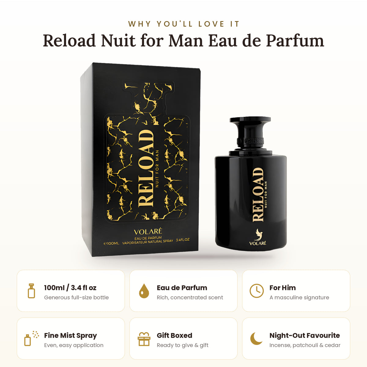 Reload Nuit for Man key features