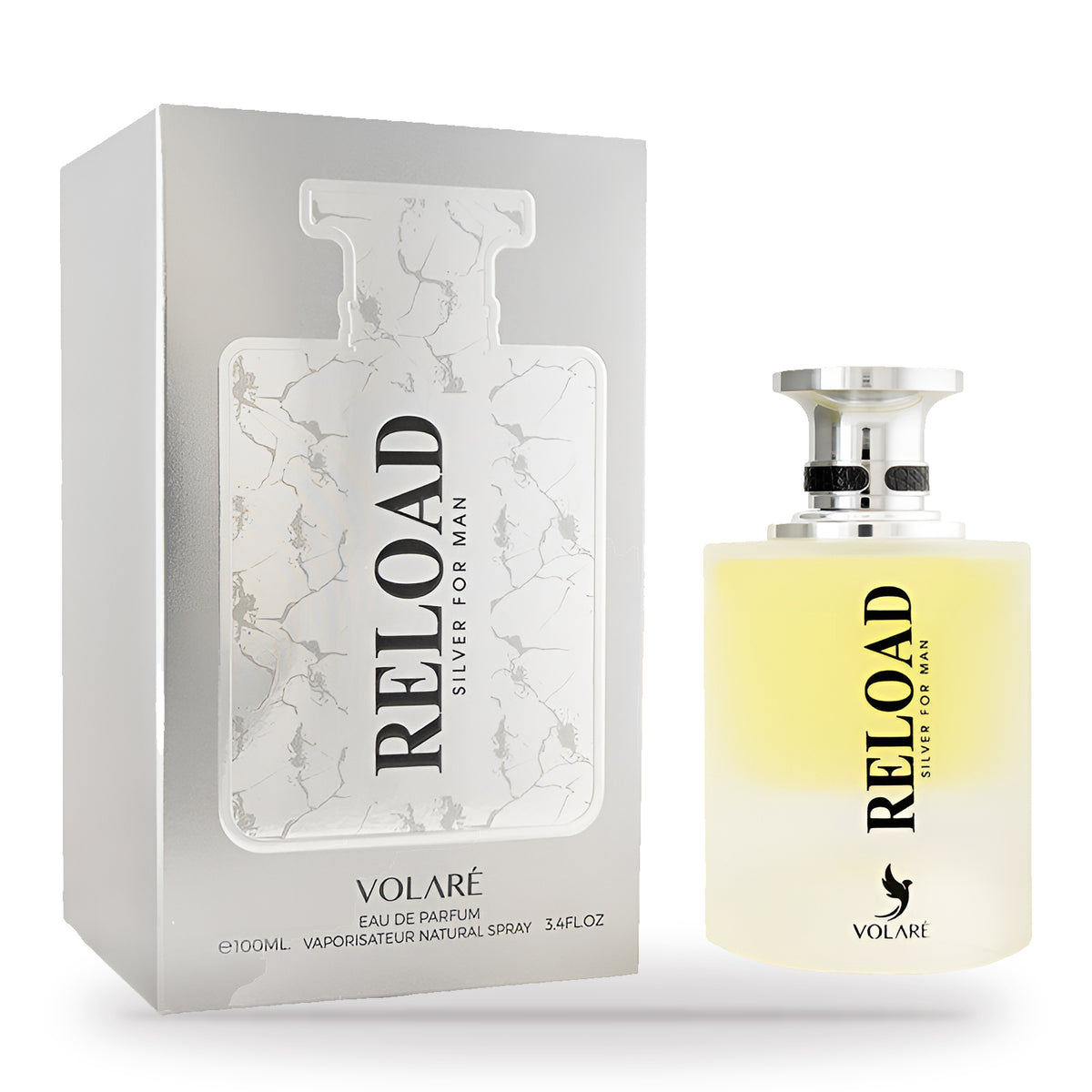 Reload Silver for Man by Volare 100ml bottle and box