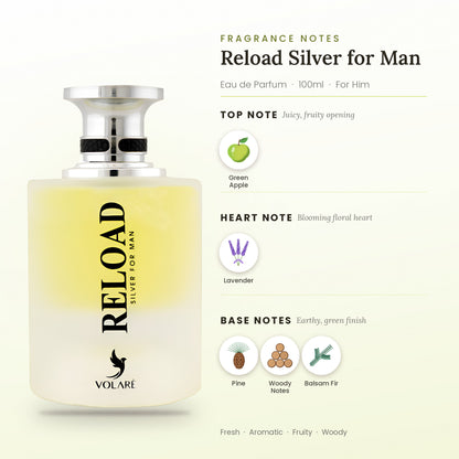 Reload Silver for Man fragrance notes – top, heart and base