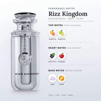 Rizz Kingdom fragrance notes – top, heart and base